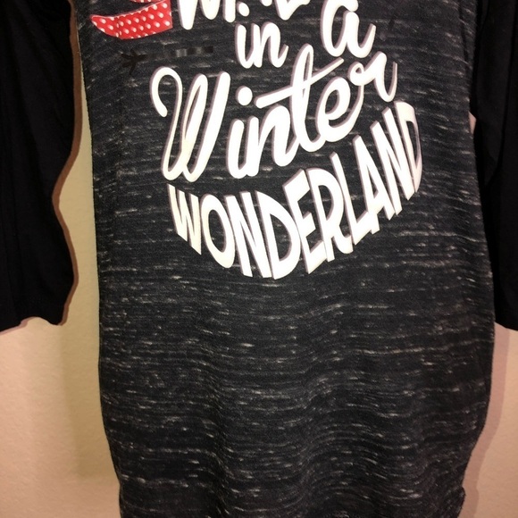 Bella Canvas Walking in a Winter Wonderland Heathered Black  Top Size S - Picture 3 of 6